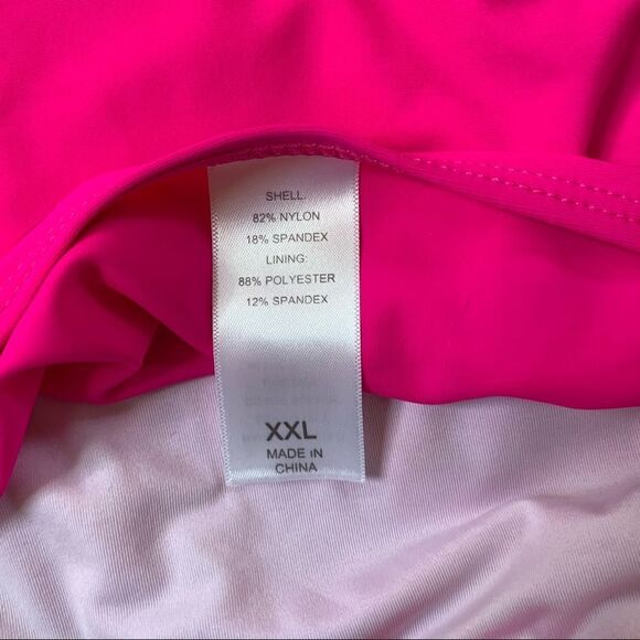 NWT Blue Floral High Neck Adjustable Straps Hot Pink Low Waist Bottoms Tankini - Picture 10 of 10